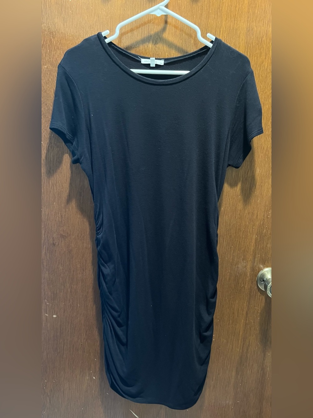Black Short Sleeve Crewneck Tee Dress